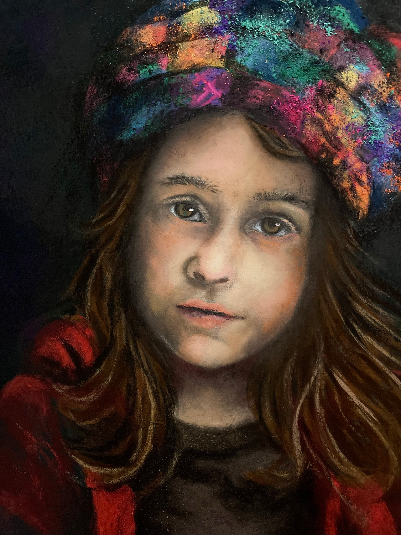 Great Hat pastel portrait